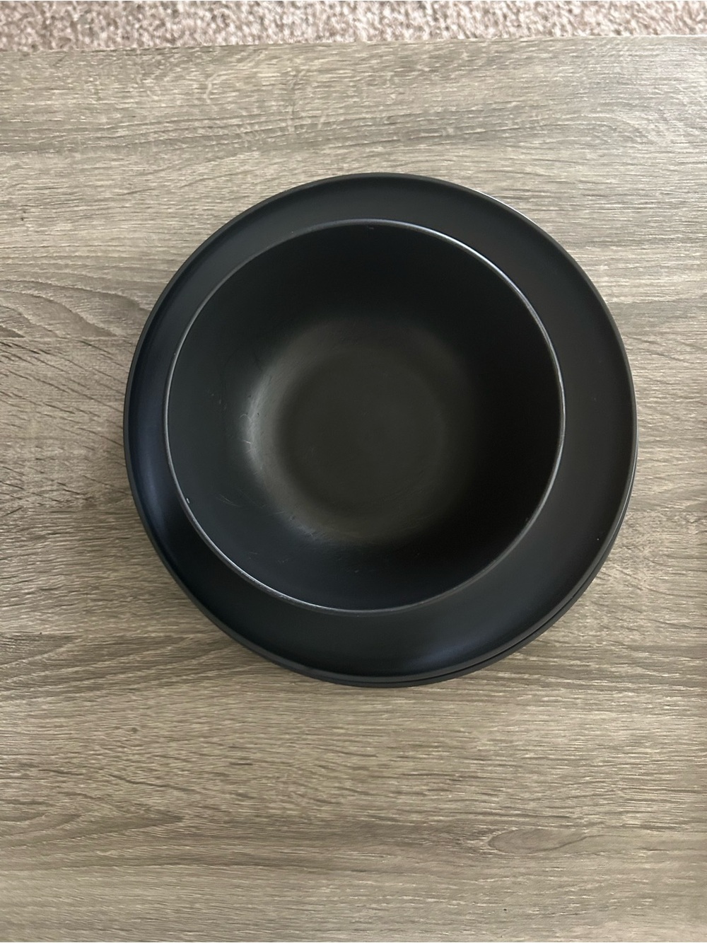 Matte Black Ceramic Bowl and Plate Set
